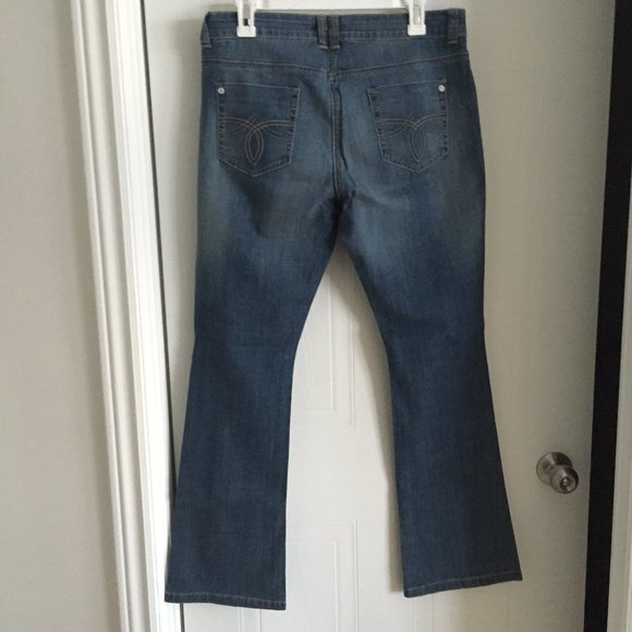 M&S Medium Wash Bootcut / Flare Cotton Comfy Y2K Jeans - Picture 3 of 12